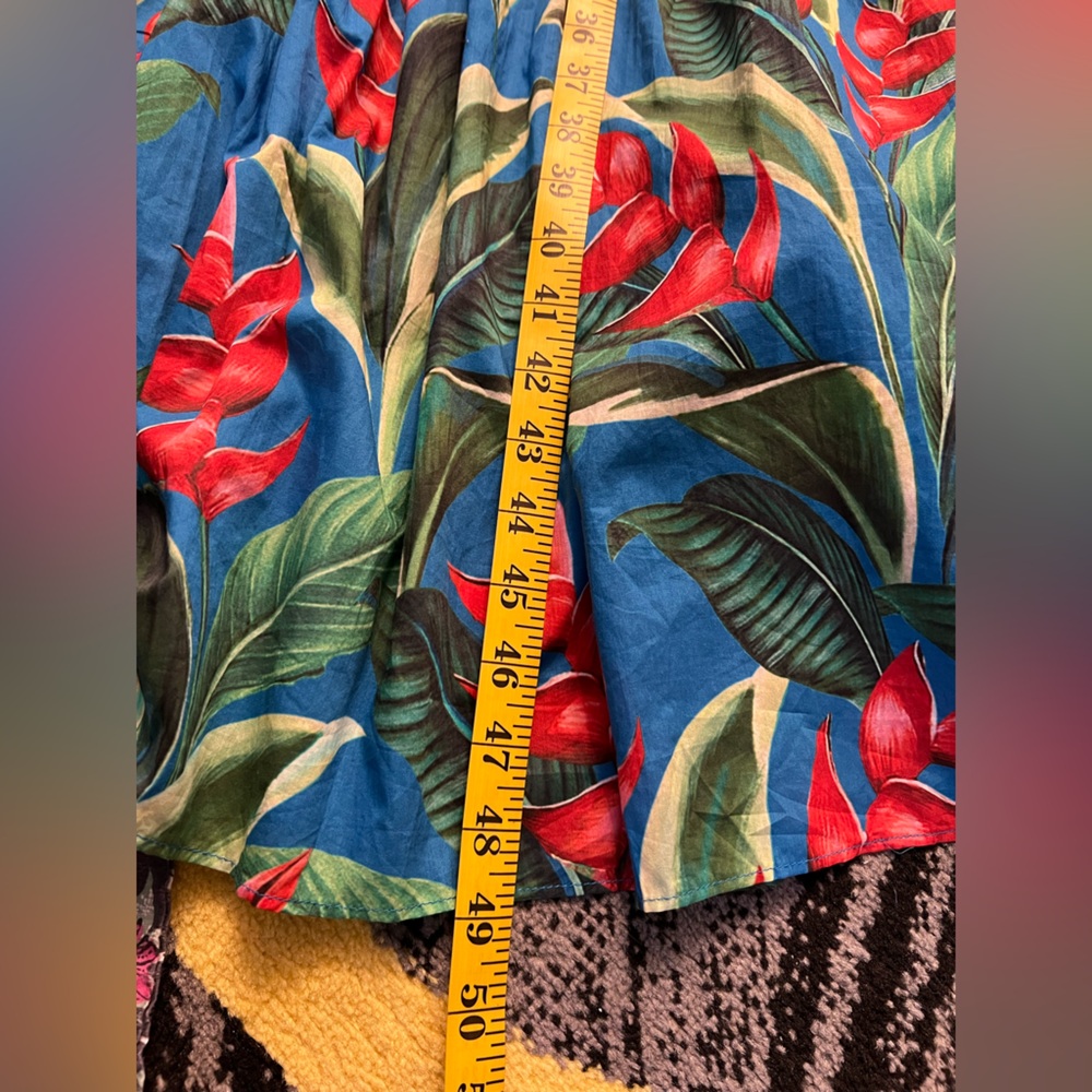 FARM Rio Blue and Green Tropical Print Balloon Sleeves Maxi Dress S - Picture 14 of 16